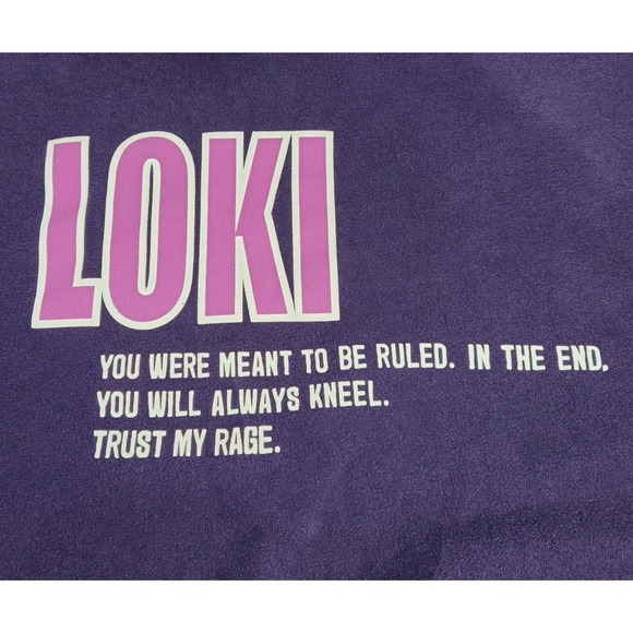 Marvel Loki Master of Mischief Disney Purple Pullover Hoodie Size XL - Picture 6 of 8